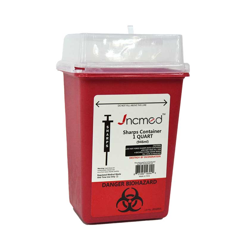 Disposable Biohazard Sharps Container 1qt Medical Trash Bin