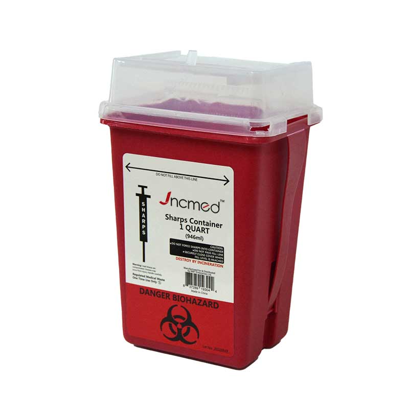 Disposable Biohazard Sharps Container 1qt Medical Trash Bin