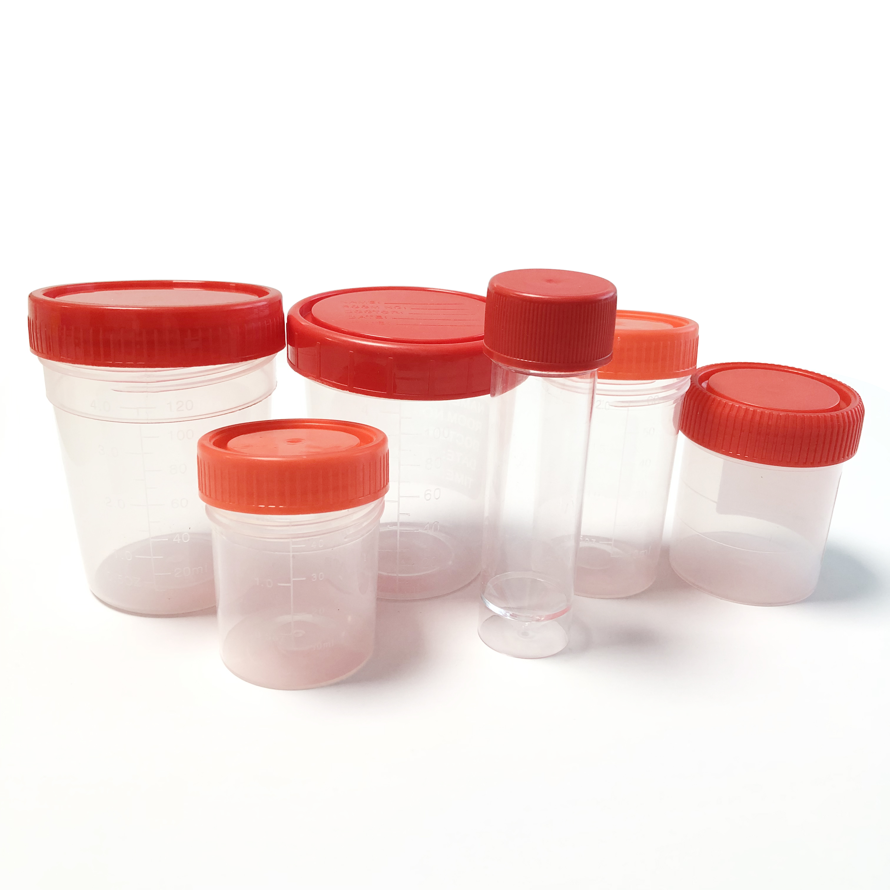 Medical Plastic 60ml 120ml Sterile clear Disposable pp Urine Containers With Red Cap