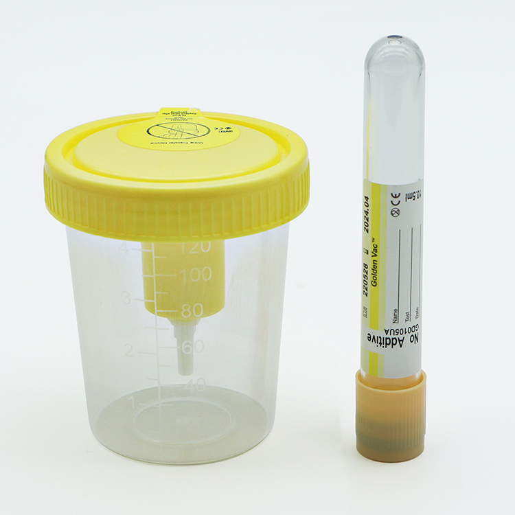 Medical Use Specimen Container 120ml Graduated Urine Collection Cup Disposable Container with Needle / Vacuum Urine Tube Kit