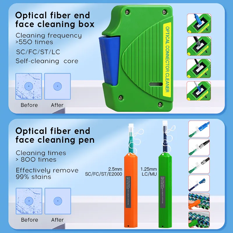 COMPTYCO Fiber Cleaning Tool Set AUA-600 Fiber End Face Tester 400x Fiber Cleaning Pen Cleaning Box