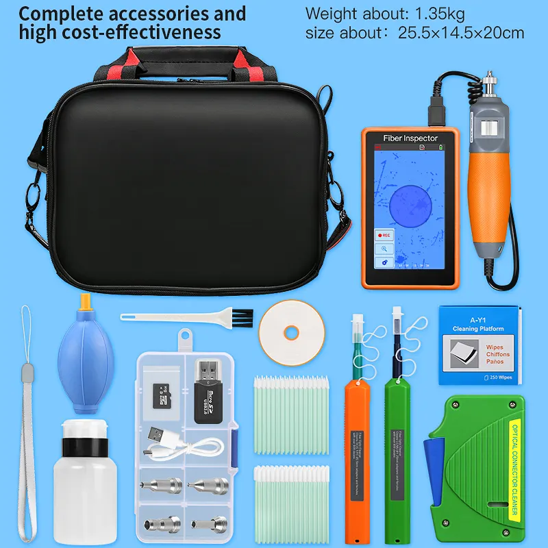 COMPTYCO Fiber Cleaning Tool Set AUA-600 Fiber End Face Tester 400x Fiber Cleaning Pen Cleaning Box