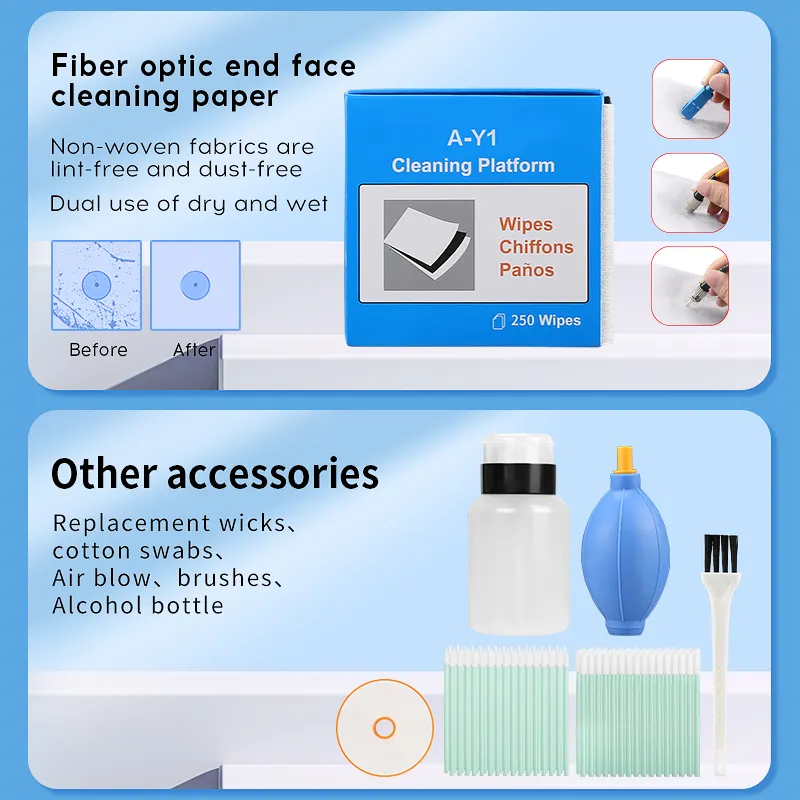 COMPTYCO Fiber Cleaning Tool Set L-600 Fiber End Face Tester 400x Fiber Cleaning Pen Cleaning Box