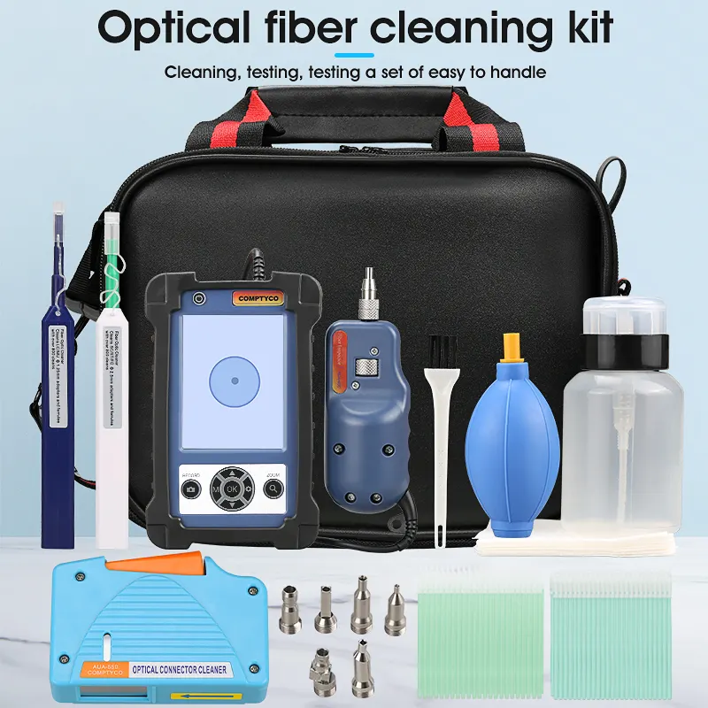 COMPTYCO Fiber Cleaning Tool Set 400x Fiber End Face Tester+APC Head Fiber Cleaning Pen Cleaning Box