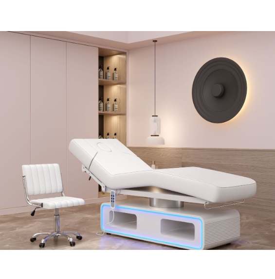 Electric Treatment Moxibustion Therapy Chair Latex Topper Beauty Bed Body Spa Massage Table Salon Facial Cosmetic Stool