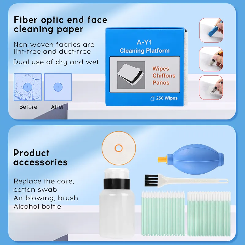 COMPTYCO Fiber Tool Kit 11pcs One Click 1.25/2.5mm SC FC ST LC Cleaning Pen/Box Fiber Cleaning Tool Set Fiber Optic Cleaner