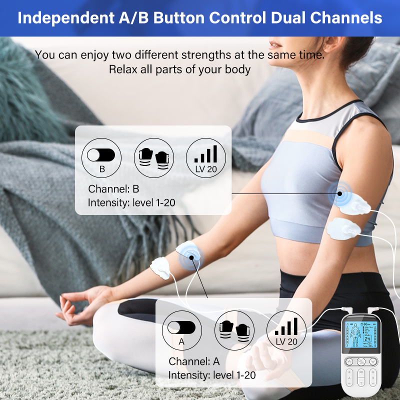 24 Modes AB Dual Channel EMS Pulse Massager Meridian Massager