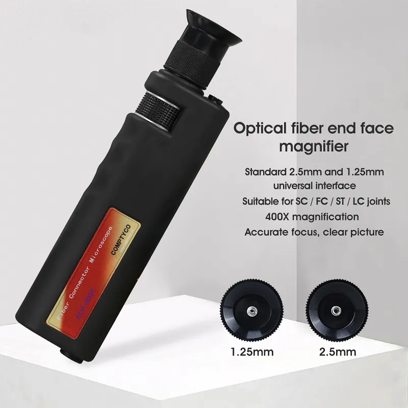 COMPTYCO Fiber End Face Cleaning Kit Set 12 Piece Fiber Cleaning Pen Cleaning Box Fiber Magnifier 400x