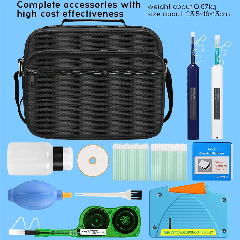 COMPTYCO fiber optic cleaner fiber optic 12 kit, MPO cleaning pen/box fiber optic cleaning tool set fiber optic cleaner LC/SC/FC/ST one click cleaning tool 1.25mm and 2.5mm fiber optic cleaning pen Y3 fiber optic dust-free paper