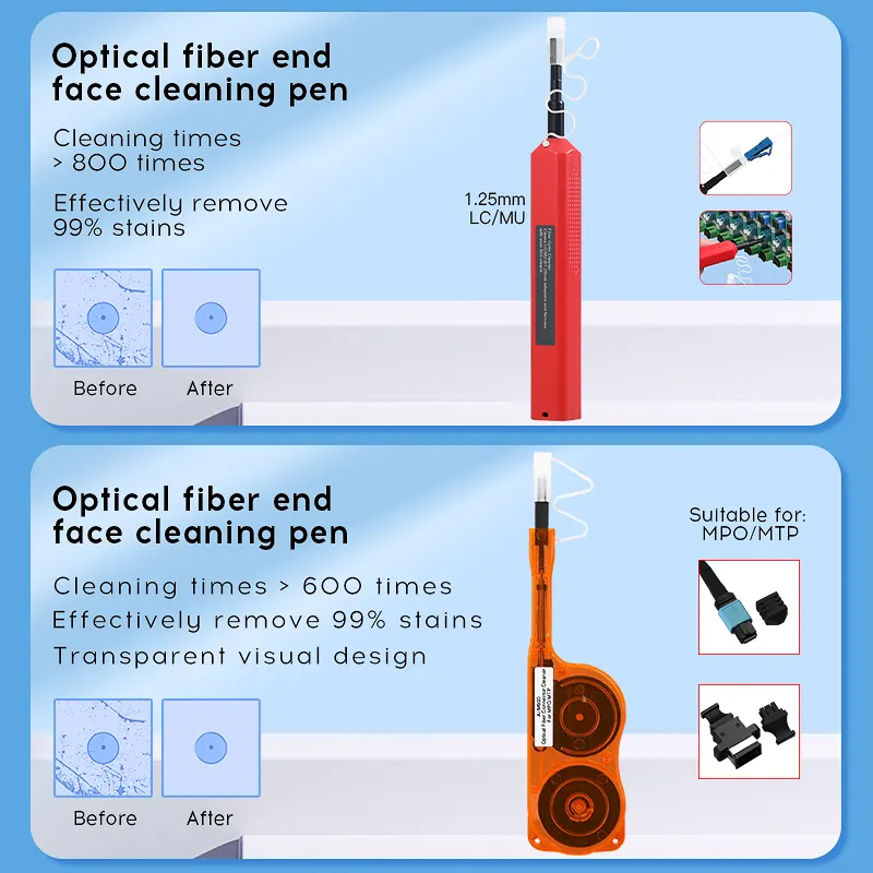 COMPTYCO Fiber Tool Kit 12pcs One Click 1.25/2.5mm SC FC ST LC MPO Cleaning Pen/Box Fiber Cleaning Tool Set Fiber Optic Cleaner